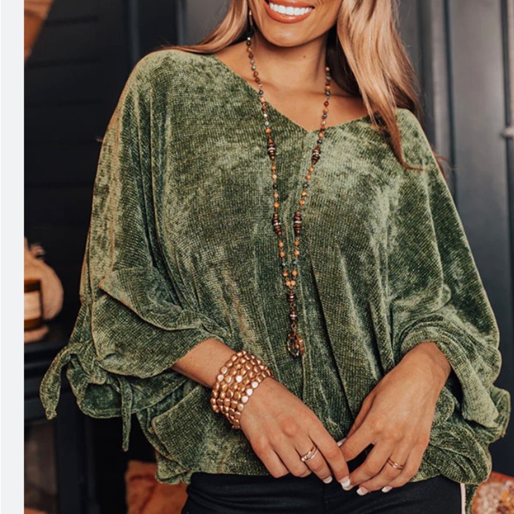 Dark, olive green sweater blouse. Brand new!